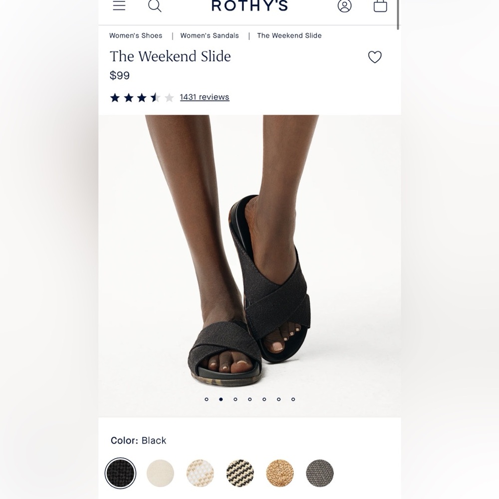 Rothy's The Weekend Slide Sandals in Black